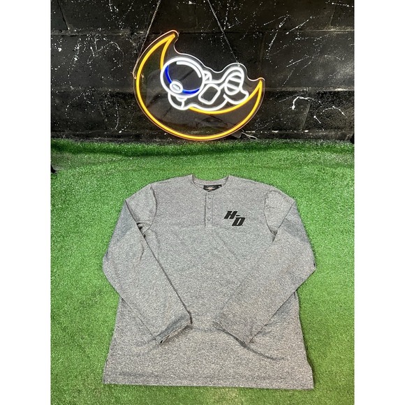 Harley-Davidson Other - Harley Davidson Henley Gray Long sleeve Shirt Lightweight Men's Size Large LG